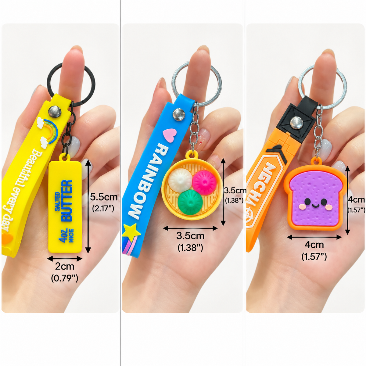 Food & Dessert Butter, Cheese & Bao Bun Keychains Silicone Bag Charms & Accessories