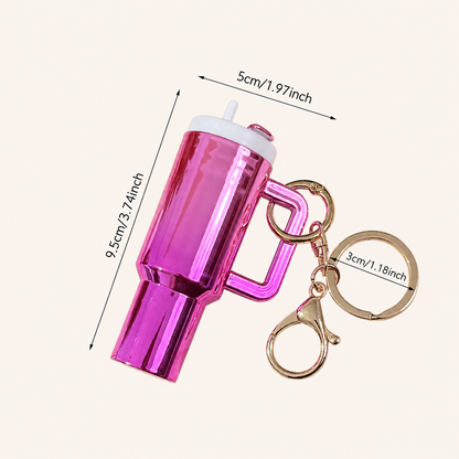 Mini Tumbler Bag Charm Keychain Holographic Rainbow Plastic Cup Charm Accessory