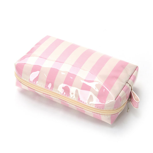 Waterproof Clear Striped Striped Makeup Pouch Travel Toiletry Bag