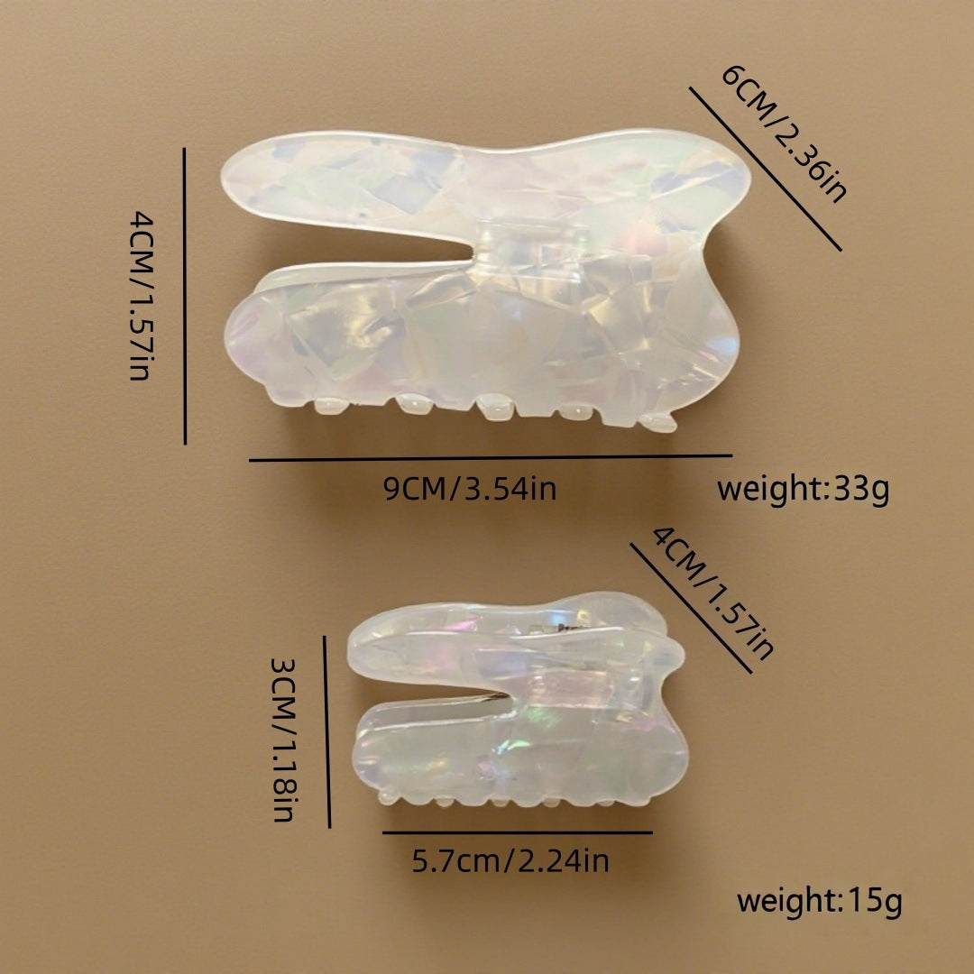 Playful Tooth Claw Clips – Iridescent Pearl White, Large & Mini