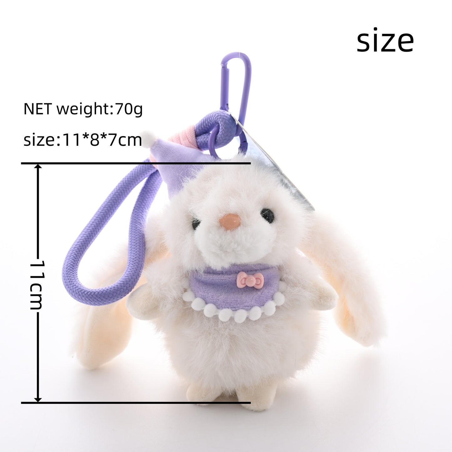 Spring Easter Fluffy Long-Eared Bunny Plush Charm