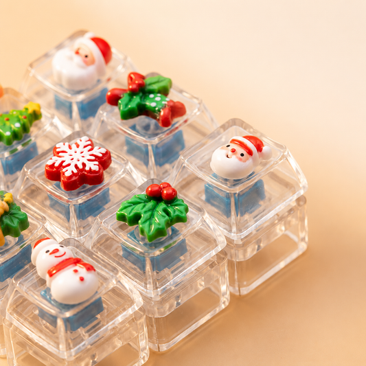 Christmas Fidget 9-Key Pressing Stress Relief Keychain with Cute Holiday Charms