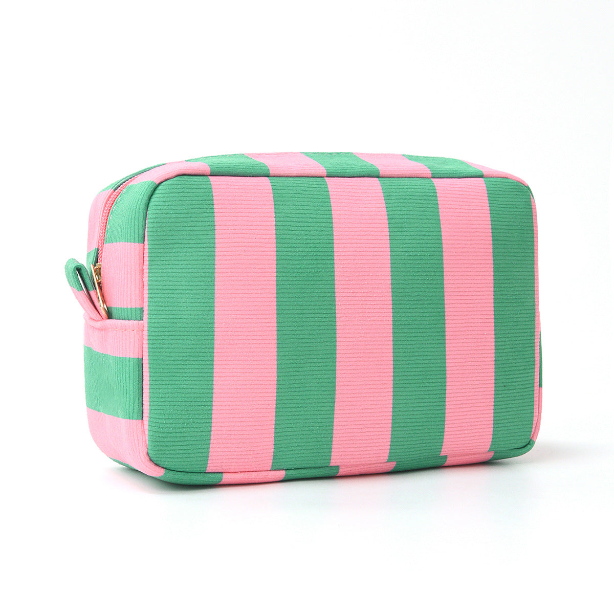 Corduroy Striped Makeup Pouch Travel Toiletry Bag
