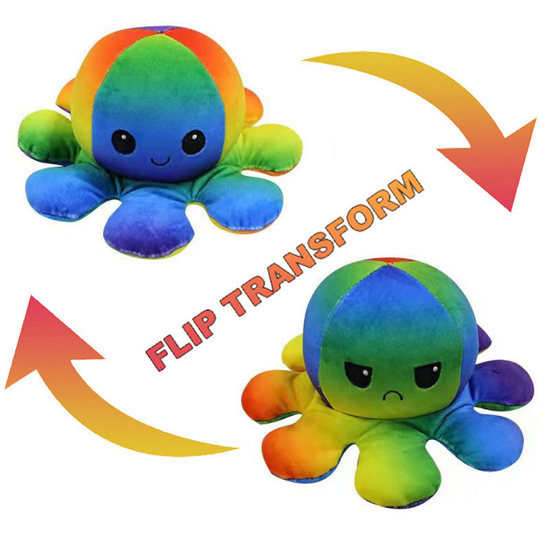 Reversible Octopus Plush Toy – Double-Sided Mood & Emotion Stuffed Animal