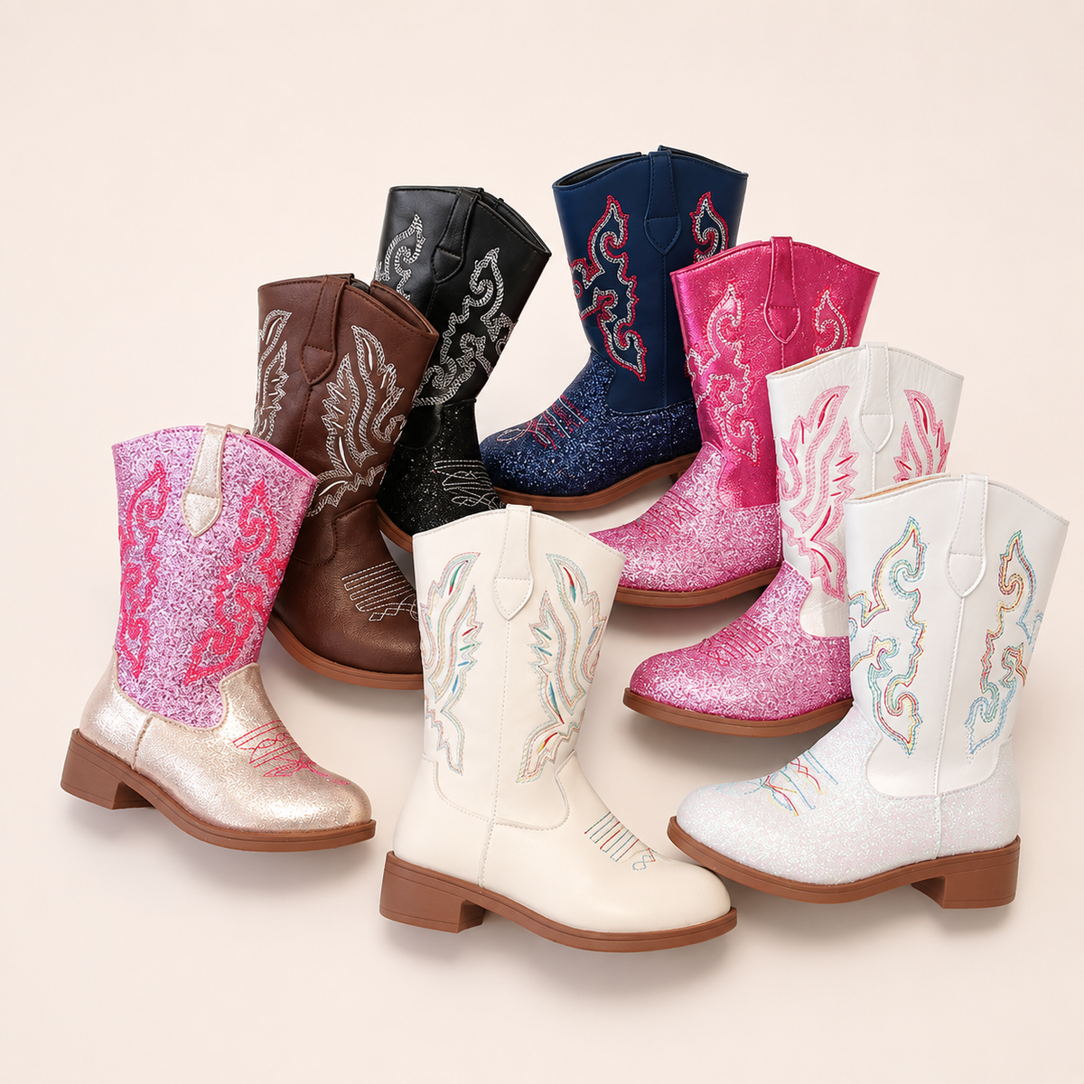 Girls Western Cowboy Boots – Glitter & Embroidered Styles