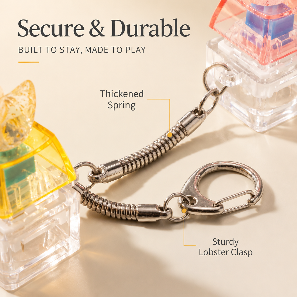 Cute Duck Fidget Clicker Keychain Keyboard Stress Relief Bag Charm