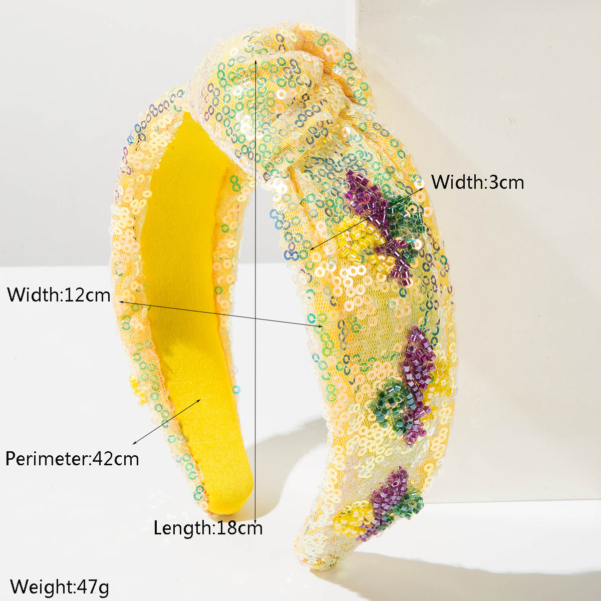 Mardi Gras Carnival Sequin Headband – Solid Color Fabric Sparkly Party Hair Accessory