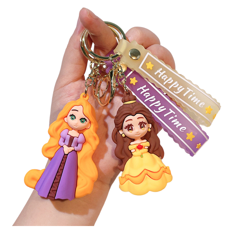 Cute Cartoon Princess Backpack Charm – Soft Silicone Keychain for Bags & Car Keys