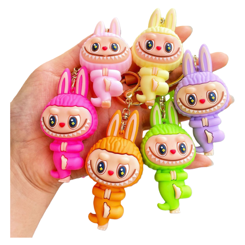 Monster Cozy Yoga Silicone Keychain Cute Cartoon Charm