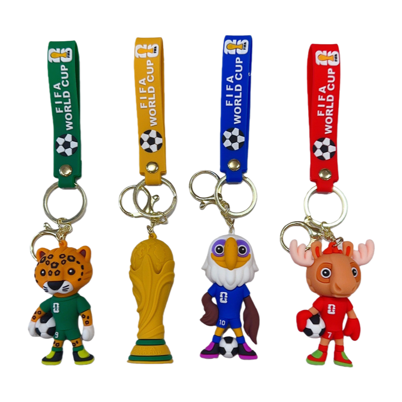 2026 World Cup Mascot Keychain Mexico USA Canada Soccer Fan Souvenir Pendant