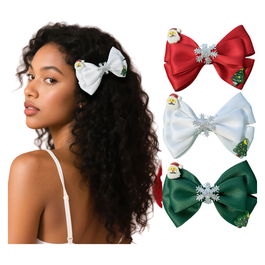 Christmas Bow Hair Clips for Girls Cute Snowflake Santa Claus Hair Barrettes Holiday Hair Accessories