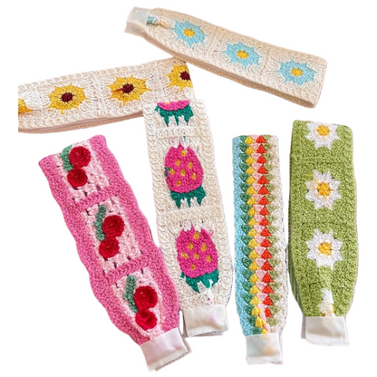 Knit Floral Cottagecore Headband for Girls Strawberry Sunflower Pattern Hair Accessory