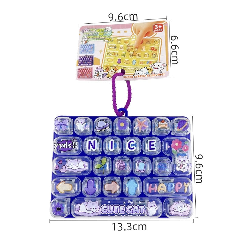 Transparent Dual-Color 26-Key Fidget Keyboard Keychain – Clicky Stress Relief Toy