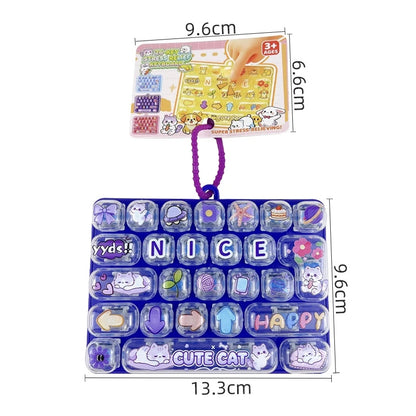 Transparent Dual-Color 26-Key Fidget Keyboard Keychain – Clicky Stress Relief Toy