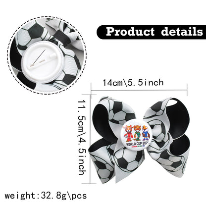 5.5-inch Double-Layer World Cup Ribbon Bow Hair Clip for USA, Canada & Mexico