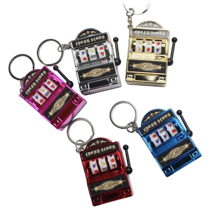 Retro Electroplated Slot Machine Keychain Fidget – Lucky Jackpot Fruit Game Toy