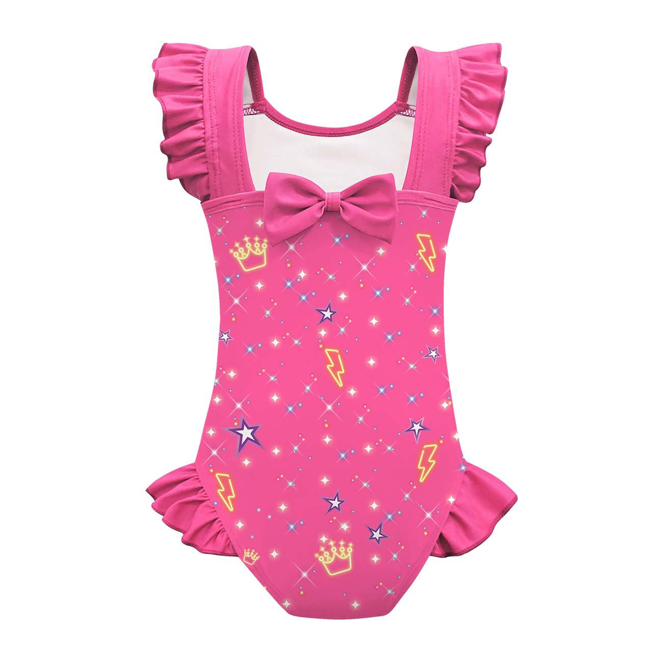K-pop Demon Hunter Print Girls One-Piece Swimsuit Ruffles Swimwear