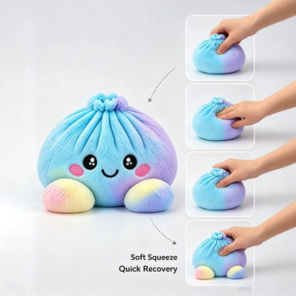Colorful Dumpling Plush Toy – Cute Smiling Stuffed Bun with Optional Bamboo Steamer Gift Box