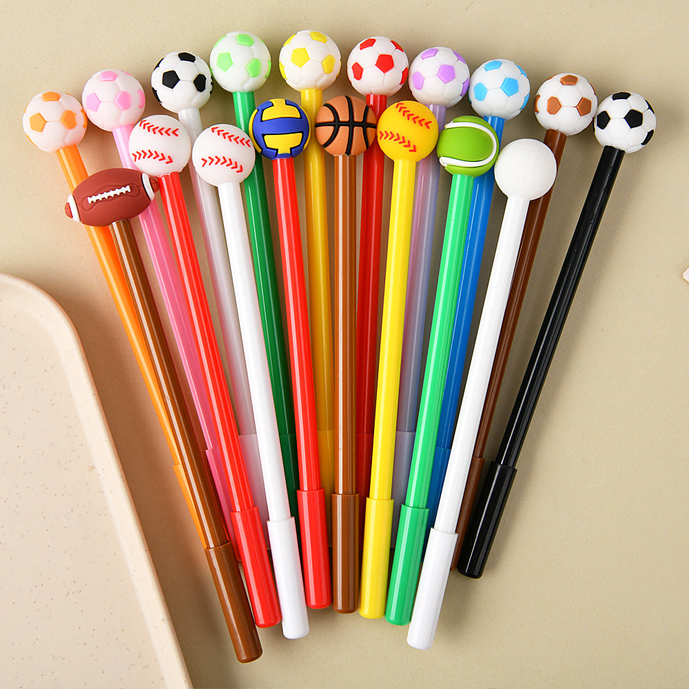 Sports Ball Silicone Top Gel Pen Black Ink Creative Ballpoint Pen