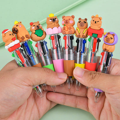 Cute Capybara Retractable Ballpoint Pen, Kawaii Animal Character Pen