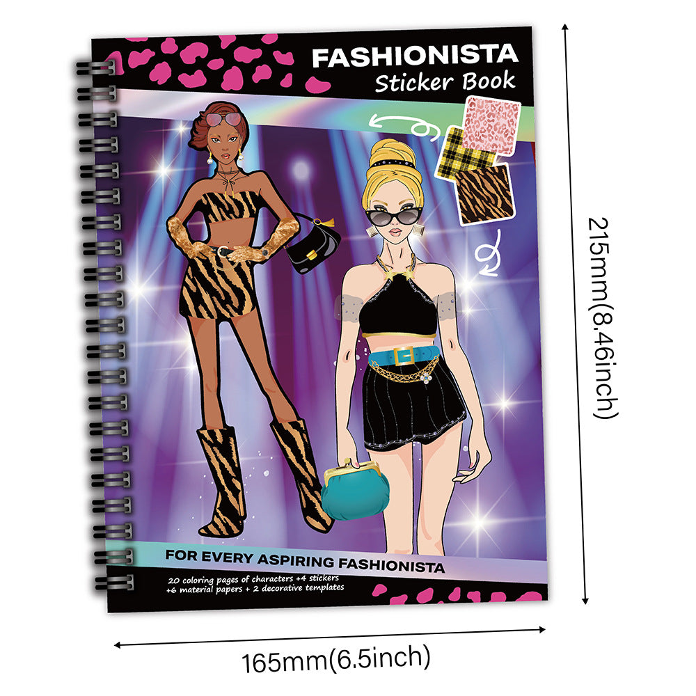 Dress-Up Sticker Book Set, Fashion Coloring & Outfit Stickers for Girls