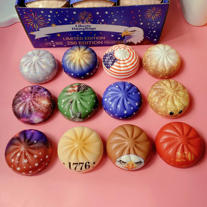 4th of July Mystery Squishy Dumpling Realistic Steamed Bun Stress Relief Squeeze Toy