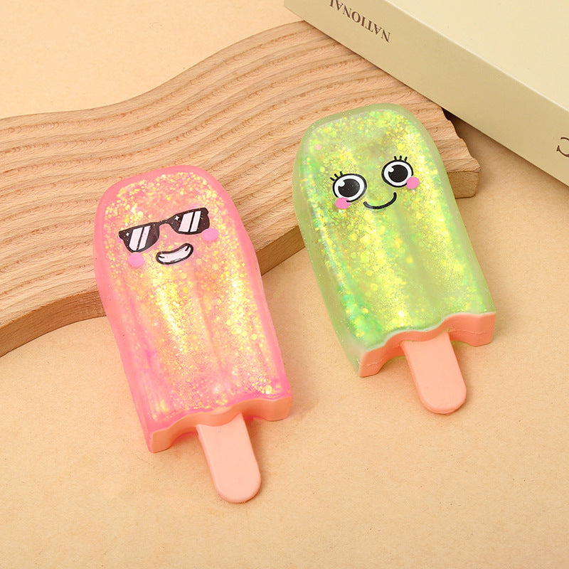 Glitter Popsicle Squishy Stress Relief Soft Squeeze Fidget Sensory Toy