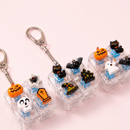 Halloween Fidget Keycap Pressing Stress Relief Keychain with Cute Holiday Charms