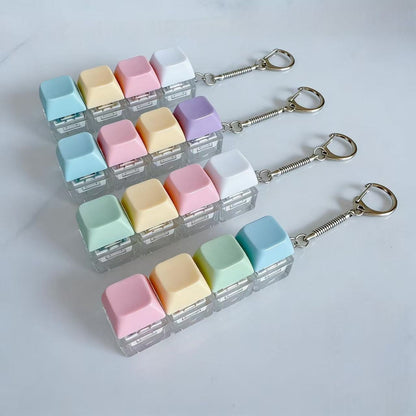 Pastel Colors Finger Press Button Cube Squishy Keyboard Keychain Stress Relief Toy