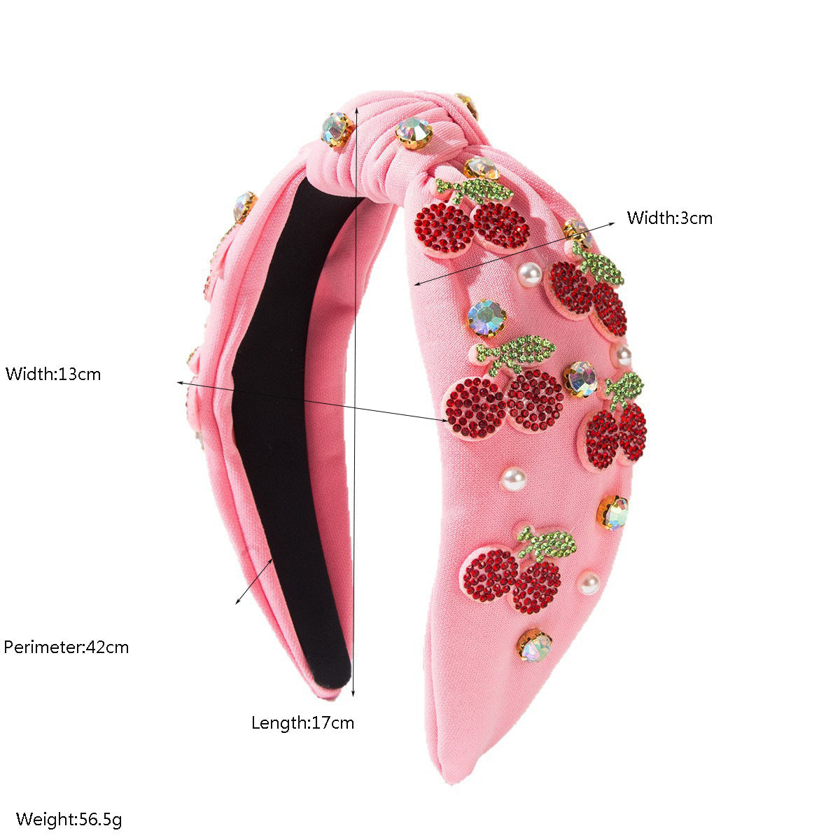 Girls Spring/Summer Rhinestone Cherry Heart Strawberry Headband Creative Hair Accessory