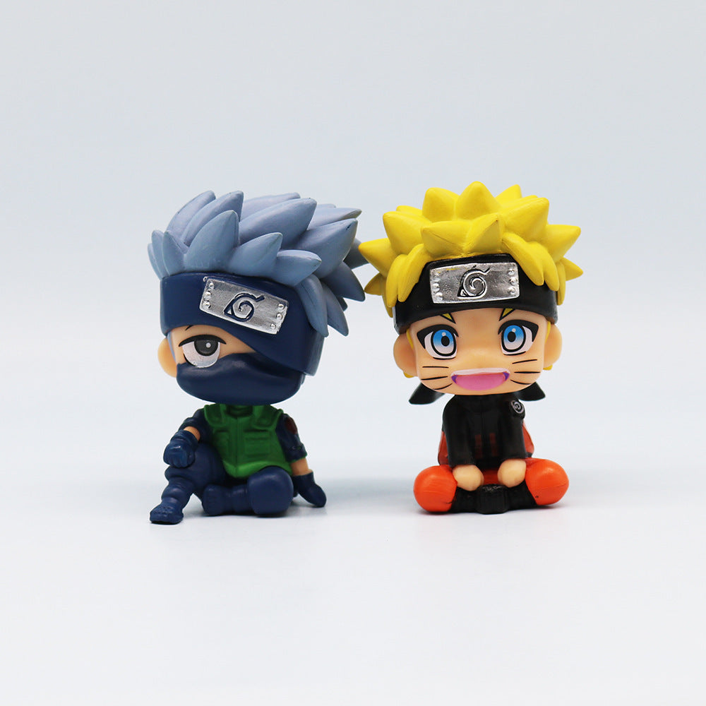 Chibi Ninja Anime Figure Set Sitting Style Car Dashboard Decor Collectible