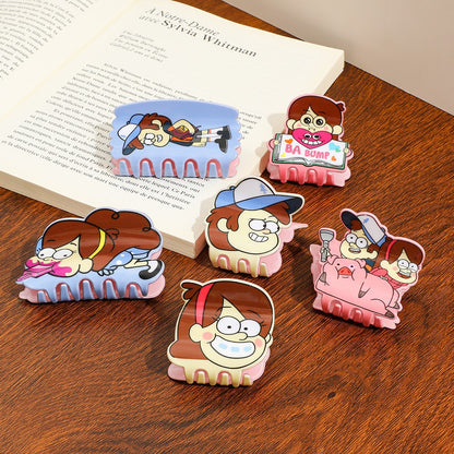 Gravity Falls Inspired Cartoon Acrylic Hair Claw Clip for Kids Animated Style Hair Accessory