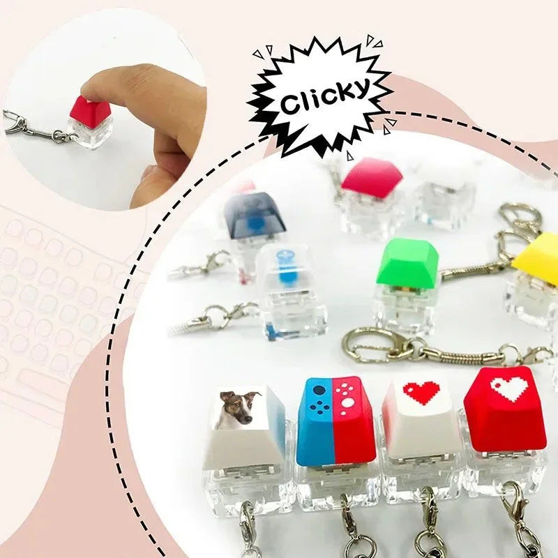 Clicky Keycap Mechanical Keyboard Switch Fidget Keychain Press Button Bag Charm
