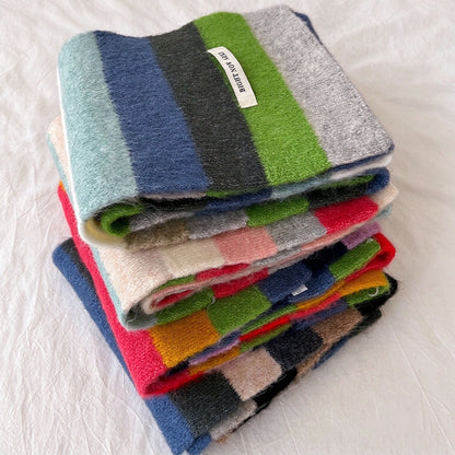 Multicolor Stripe Scarf, Soft Knit Winter Scarf for Women