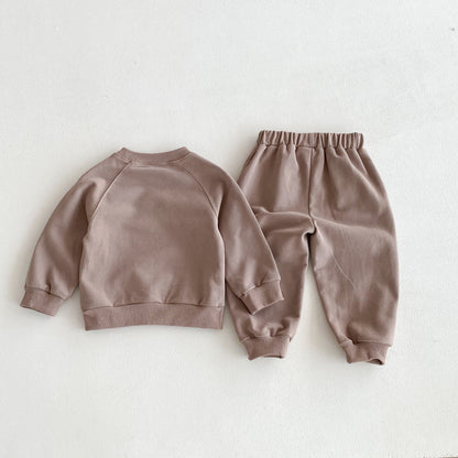 Personalized Boys Cotton Sweatshirt & Jogger Set – Custom Name Embroidery Kids Outfit