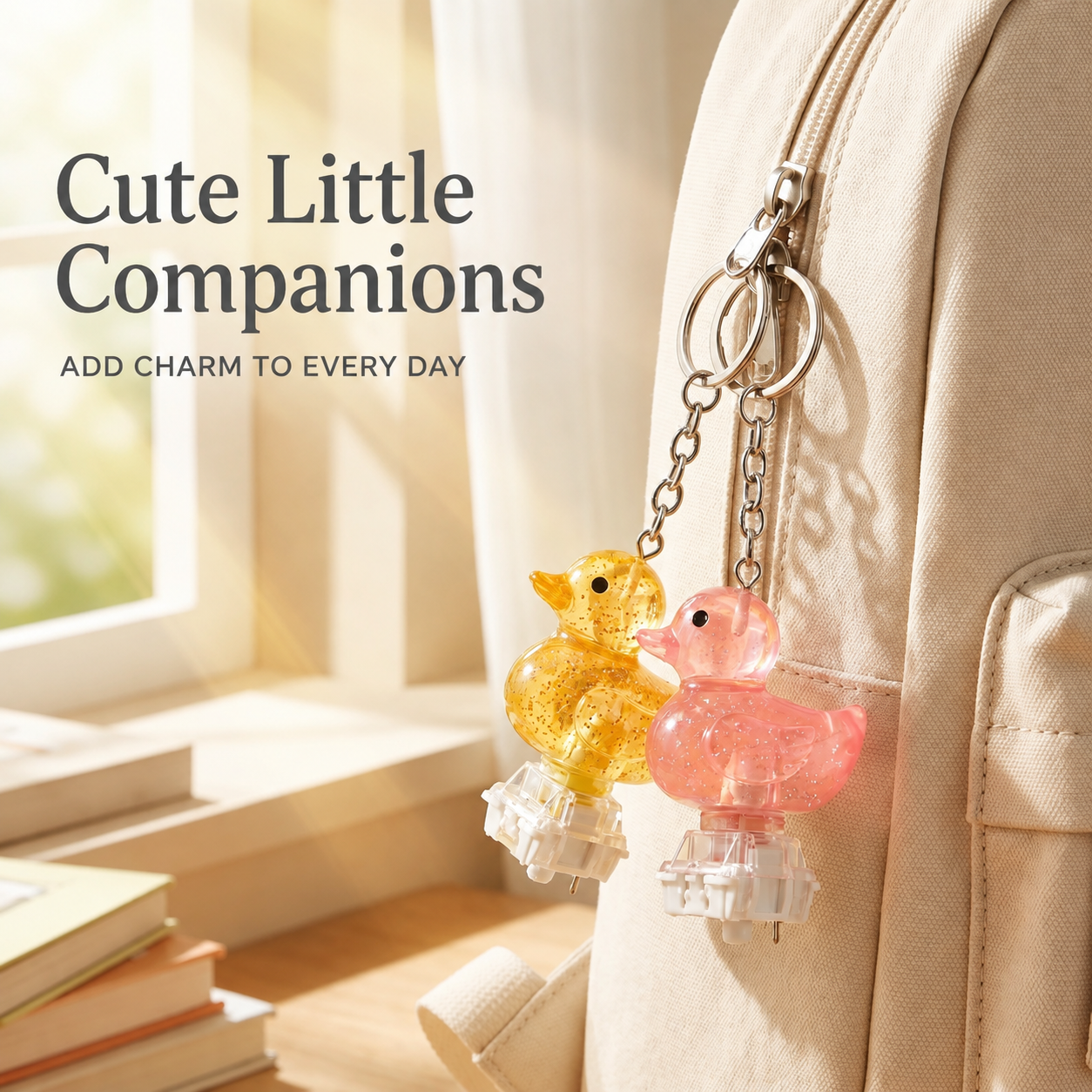 Cute Duck Fidget Clicker Keychain Keyboard Stress Relief Bag Charm