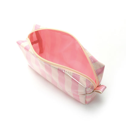 Waterproof Clear Striped Striped Makeup Pouch Travel Toiletry Bag