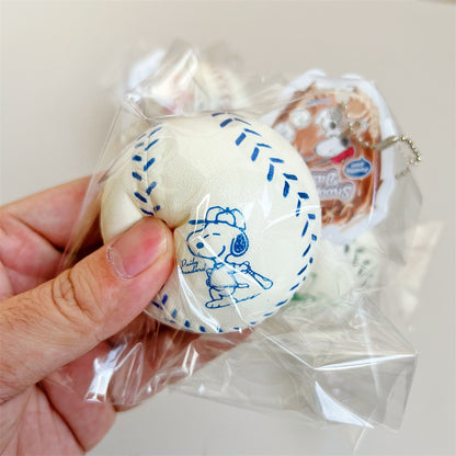 Cartoon Puppy Baseball Squishy Slow Rising PU Keychain Toy