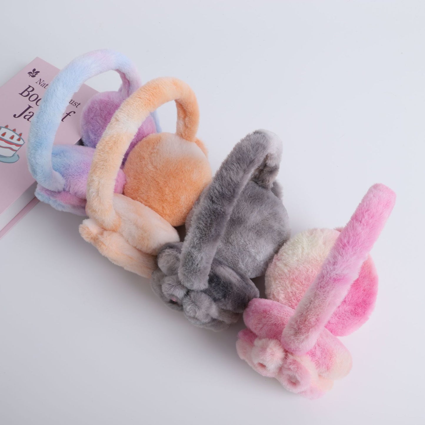 Winter Labubu Tie Dyed Fuzzy Ear Muffs Warm Plush Earmuffs  Cozy Frost-Proof Ear Warmers
