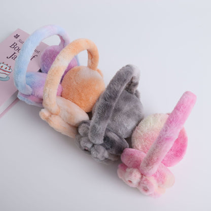 Winter Labubu Tie Dyed Fuzzy Ear Muffs Warm Plush Earmuffs  Cozy Frost-Proof Ear Warmers