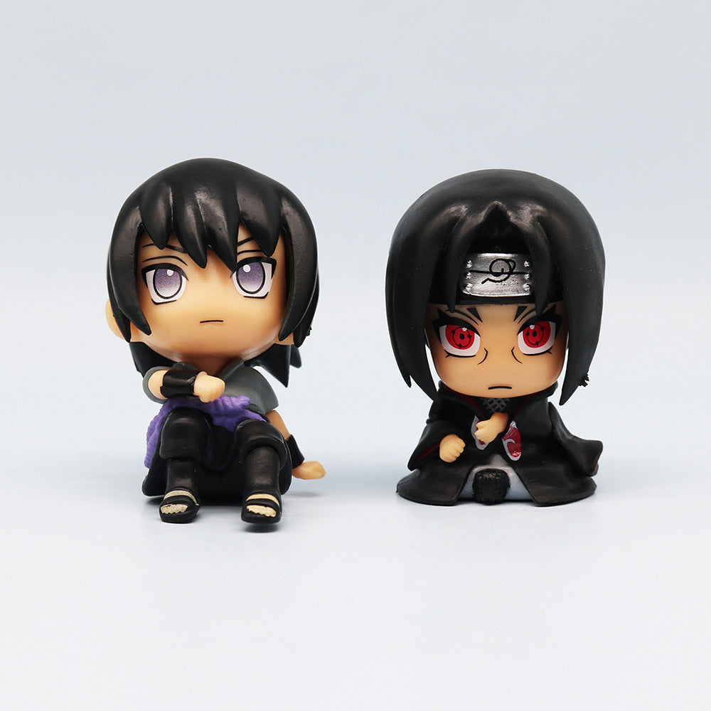 Chibi Ninja Anime Figure Set Sitting Style Car Dashboard Decor Collectible