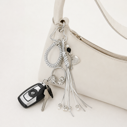 Headphone Music Bag Charm Keychain with Tassel & Beads