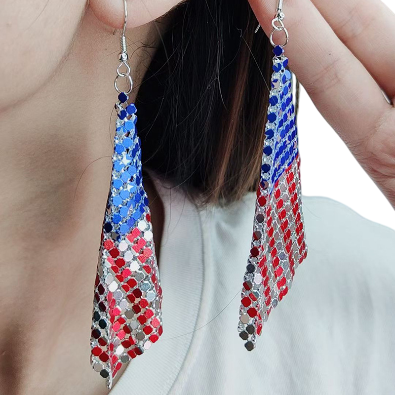 4th of July Patriotic USA Flag Red Acrylic Drop Earrings Holiday Jewelry