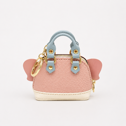 Elephant Bag Charm Keychain Colorful Faux Leather Mini Purse Pendant for Handbags & Backpacks