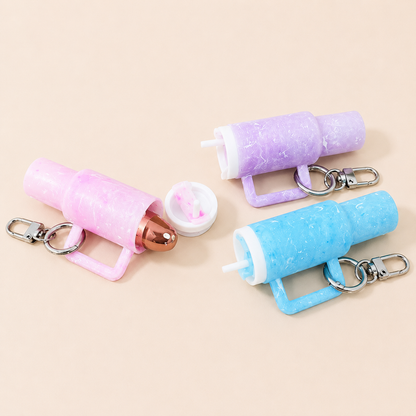 Mini Tumbler Lipstick Holder Keychain – Twist-Open Bag Charm