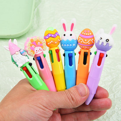 Mini 4-Color Click Pen – Creative Easter Bunny, Egg & Chick Design Journal Pen