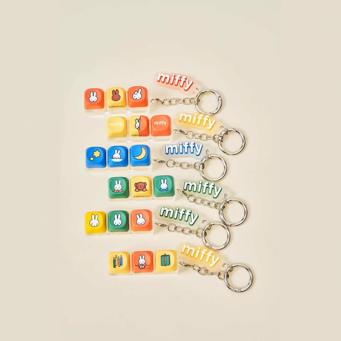 Rabbit Pop Button Keycap Charm Keychain Blind Box Decompression Fidget Toy Set