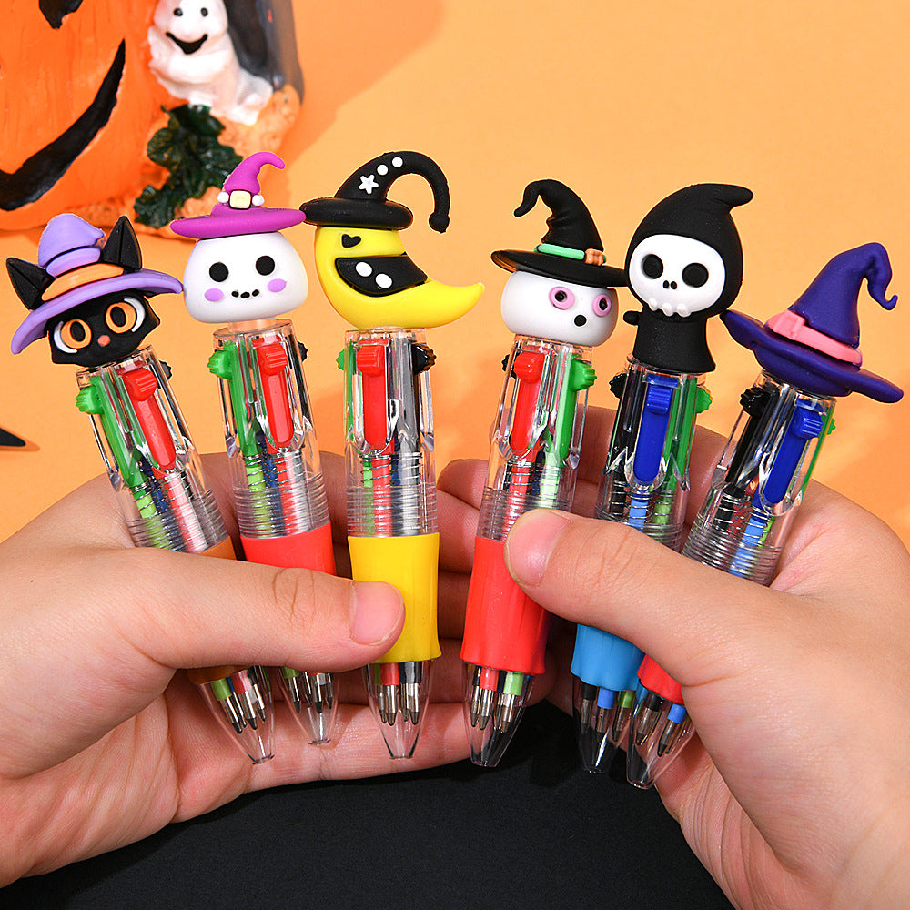 Halloween Mini 4-Color Retractable Ballpoint Spooky Character Pens 36-Piece Display Box