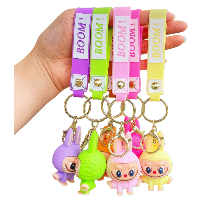 Monster Cozy Yoga Silicone Keychain Cute Cartoon Charm