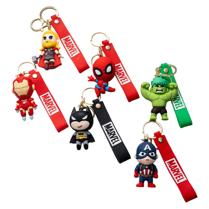 Hero-Themed Silicone Keychain for Kids – Cute Cartoon Key Ring Accessory